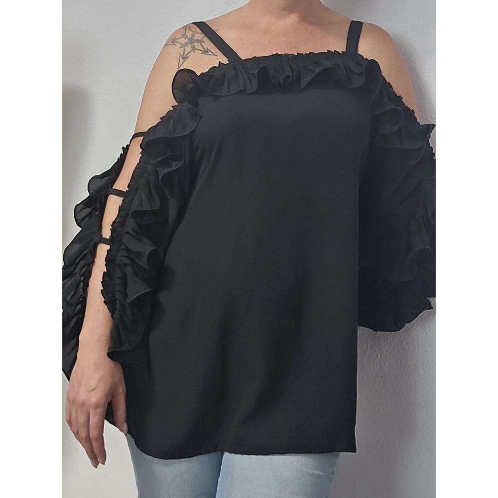 Pretty Angel Cold Shoulder Dare to Bare Lattice Blouse Whimsy Goth Fairy Sheer